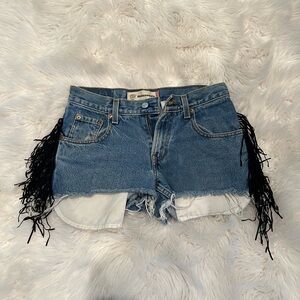 Vintage Levi’s Shorts with Black Fringe